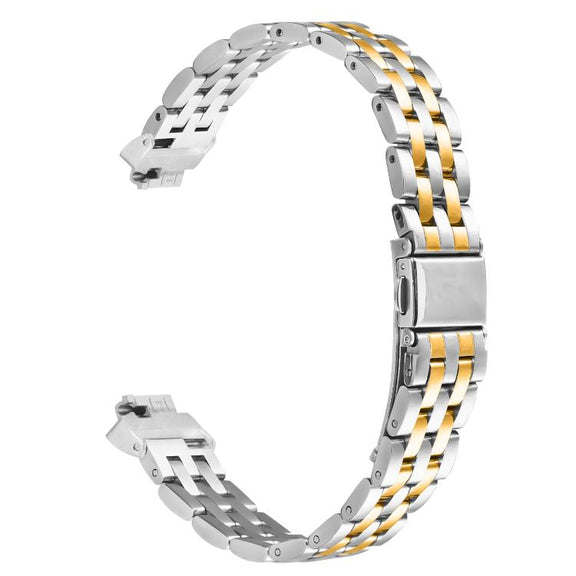 For Fitbit Inspire 1 / Inspire 2 Five Beads Slingshot Buckle Steel Watch Band(Silver Gold)
