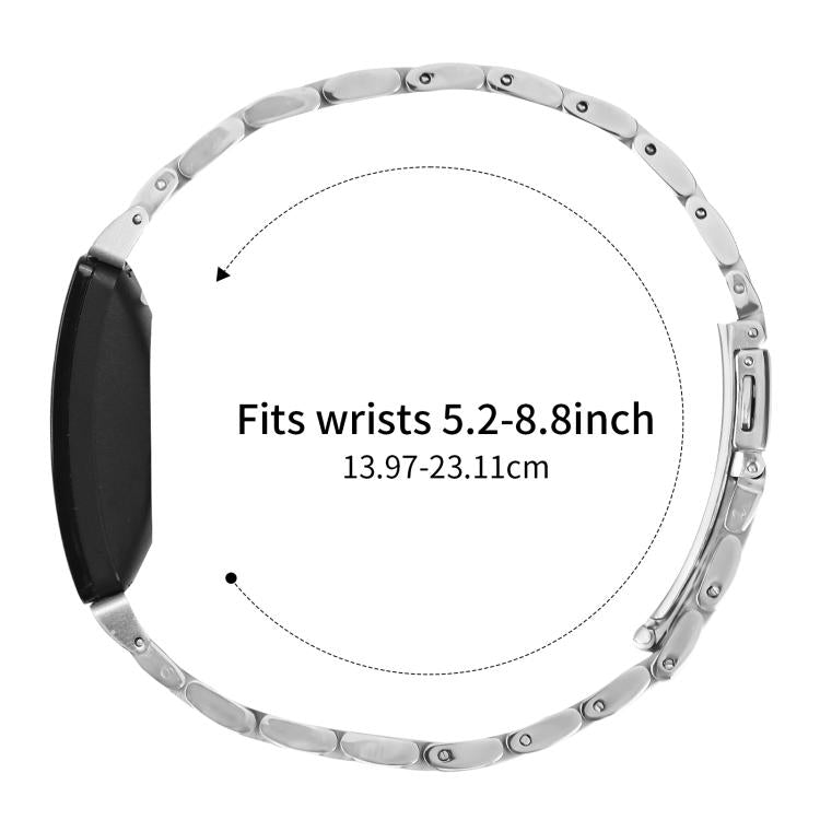 For Fitbit Inspire 1 / Inspire 2 Five Beads Slingshot Buckle Steel Watch Band(Silver Gold)