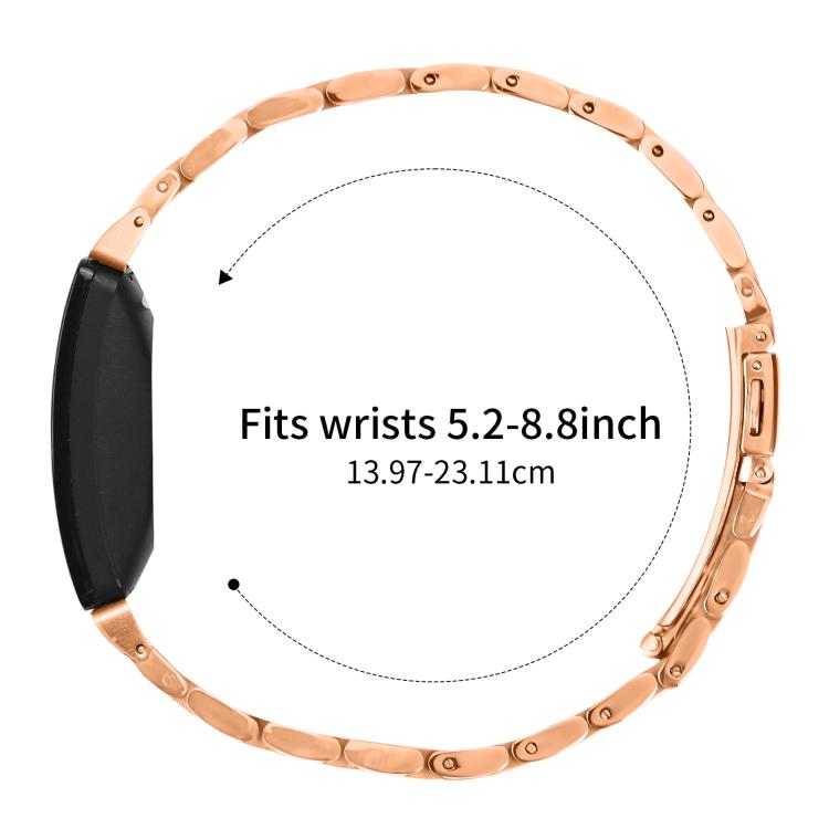 For Fitbit Inspire 1 / Inspire 2 Five Beads Slingshot Buckle Steel Watch Band(Rose Gold)