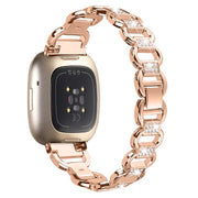 For Fitbit Versa 3 Oval Diamond Stainless Steel Watch Band(Rose Gold)