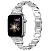 For Apple Watch 46mm / 49mm / 45mm / 44mm Oval Diamonds Steel Watch Band(Silver)