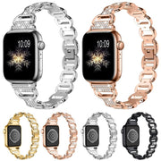 For Apple Watch 46mm / 49mm / 45mm / 44mm Oval Diamonds Steel Watch Band(Silver)