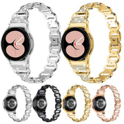 For Samsung Galaxy Watch 7 40mm / 44mm Metal Head Oval Diamond Stainless Steel Watch Band(Silver)
