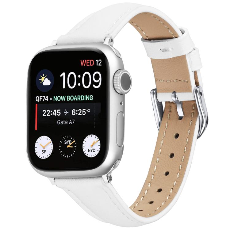 For Apple Watch 42mm / 41mm / 40mm / 38mm Small Waist PU Leather Watch Band(White)