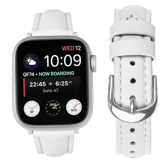 For Apple Watch 42mm / 41mm / 40mm / 38mm Small Waist PU Leather Watch Band(White)