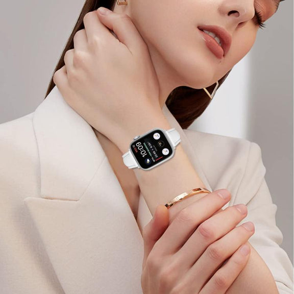 For Apple Watch 42mm / 41mm / 40mm / 38mm Small Waist PU Leather Watch Band(White)