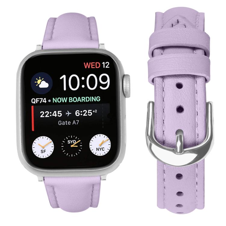 For Apple Watch 42mm / 41mm / 40mm / 38mm Small Waist PU Leather Watch Band(Light Purple)