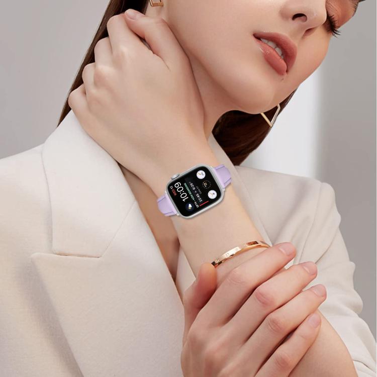 For Apple Watch 42mm / 41mm / 40mm / 38mm Small Waist PU Leather Watch Band(Light Purple)