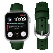 For Apple Watch 42mm / 41mm / 40mm / 38mm Small Waist PU Leather Watch Band(Pine Green)