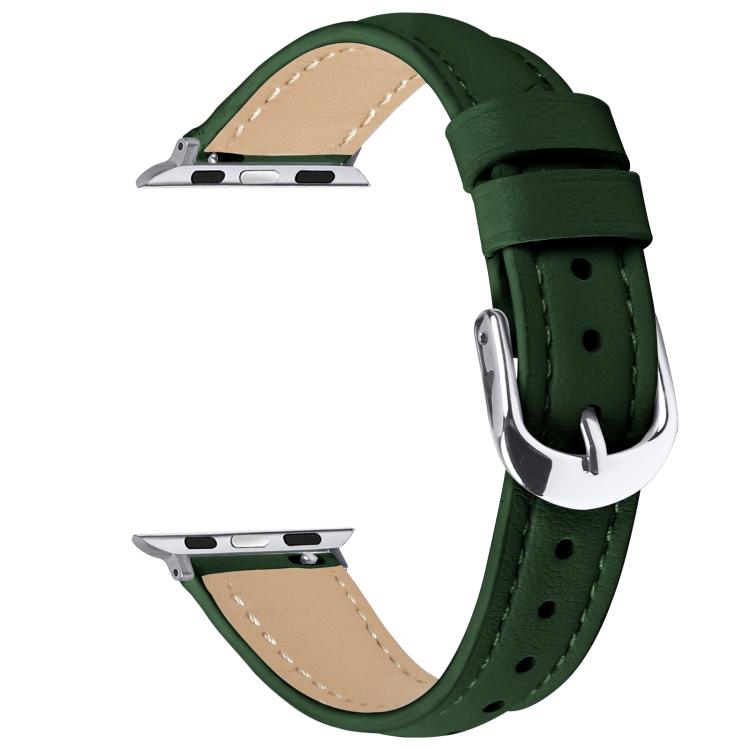 For Apple Watch 42mm / 41mm / 40mm / 38mm Small Waist PU Leather Watch Band(Pine Green)