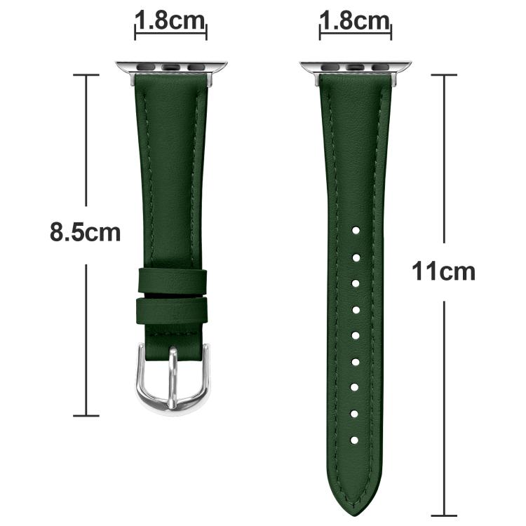 For Apple Watch 42mm / 41mm / 40mm / 38mm Small Waist PU Leather Watch Band(Pine Green)