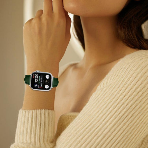For Apple Watch 42mm / 41mm / 40mm / 38mm Small Waist PU Leather Watch Band(Pine Green)