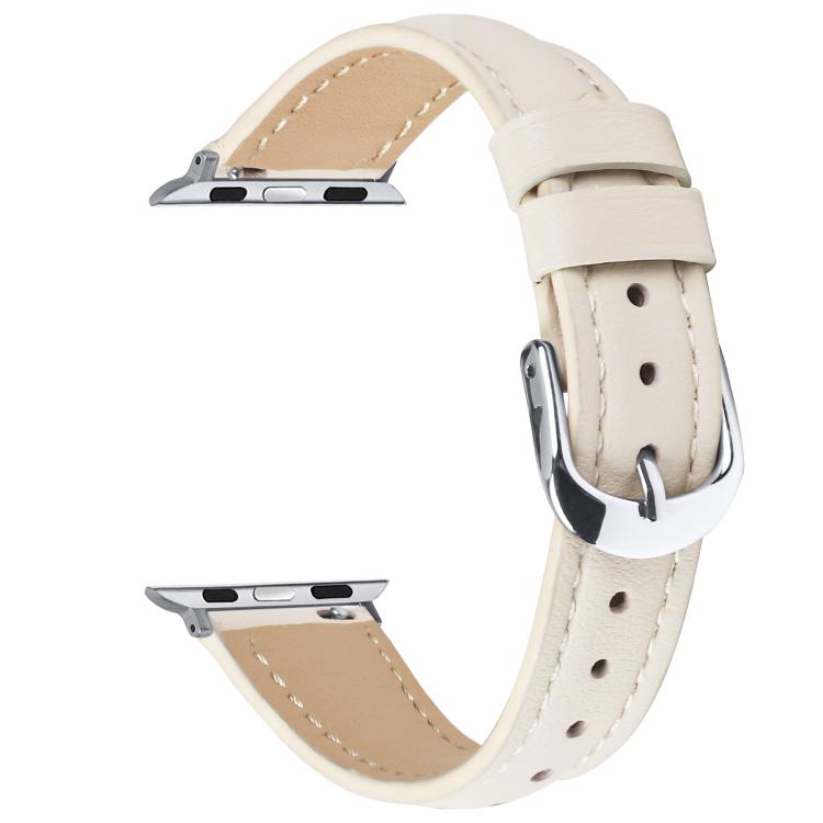 For Apple Watch 42mm / 41mm / 40mm / 38mm Small Waist PU Leather Watch Band(Almond)