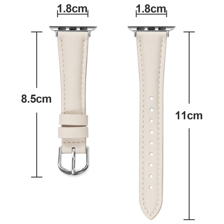 For Apple Watch 42mm / 41mm / 40mm / 38mm Small Waist PU Leather Watch Band(Almond)