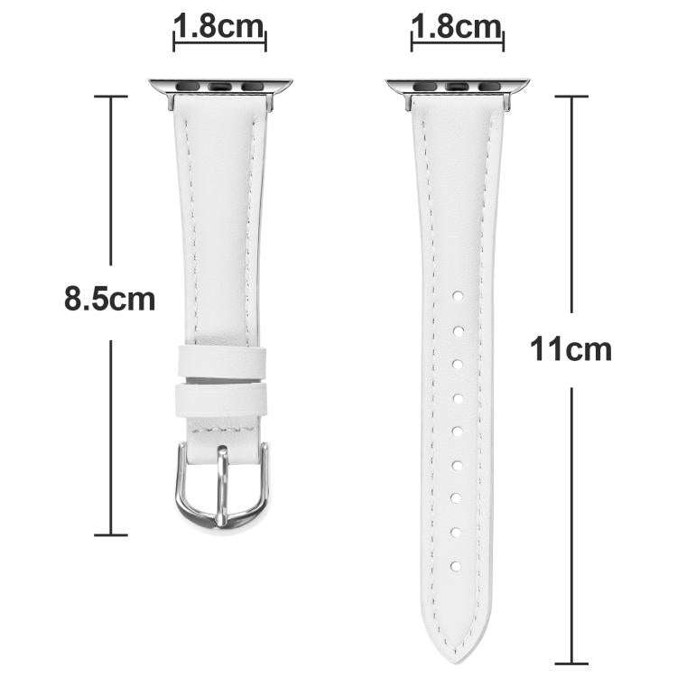 For Apple Watch 46mm / 49mm / 45mm / 44mm Small Waist PU Leather Watch Band(White)