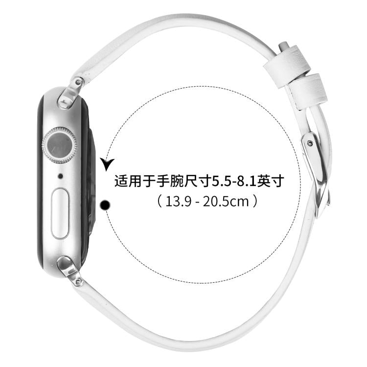 For Apple Watch 46mm / 49mm / 45mm / 44mm Small Waist PU Leather Watch Band(White)