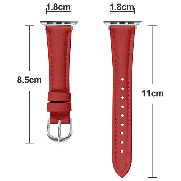 For Apple Watch 46mm / 49mm / 45mm / 44mm Small Waist PU Leather Watch Band(Red)