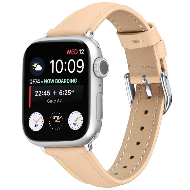 For Apple Watch 46mm / 49mm / 45mm / 44mm Small Waist PU Leather Watch Band(Camel Color)
