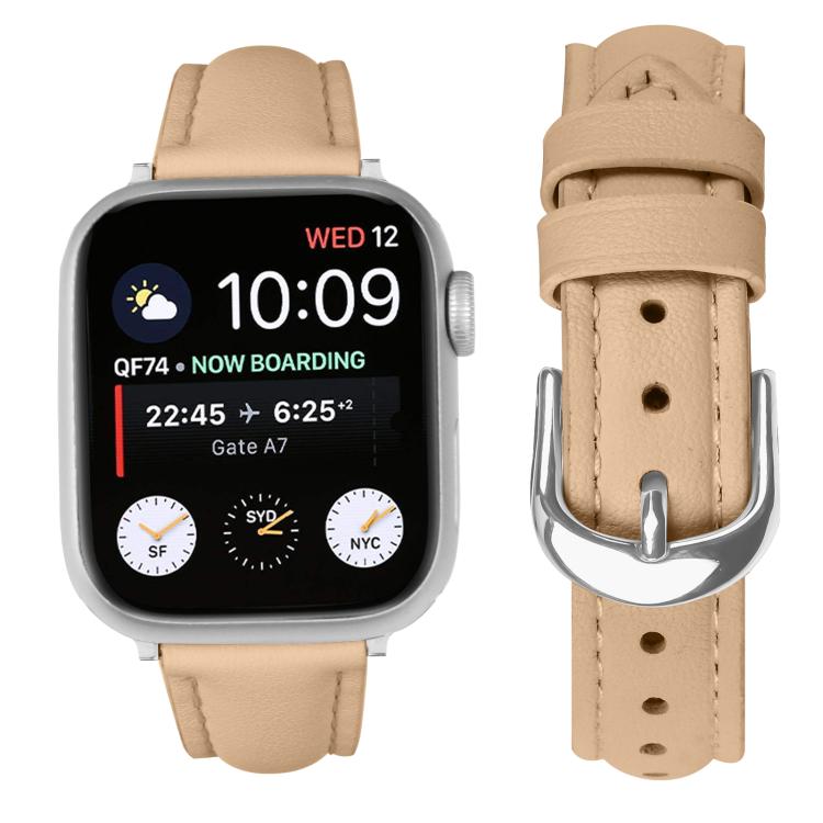 For Apple Watch 46mm / 49mm / 45mm / 44mm Small Waist PU Leather Watch Band(Camel Color)