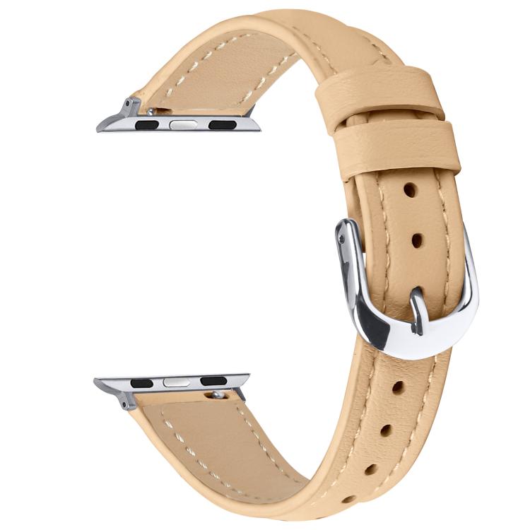 For Apple Watch 46mm / 49mm / 45mm / 44mm Small Waist PU Leather Watch Band(Camel Color)