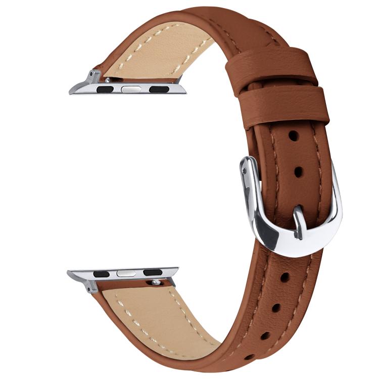 For Apple Watch 46mm / 49mm / 45mm / 44mm Small Waist PU Leather Watch Band(Brown)