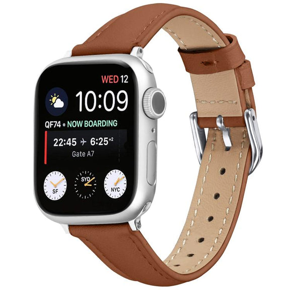 For Apple Watch 46mm / 49mm / 45mm / 44mm Small Waist PU Leather Watch Band(Brown)