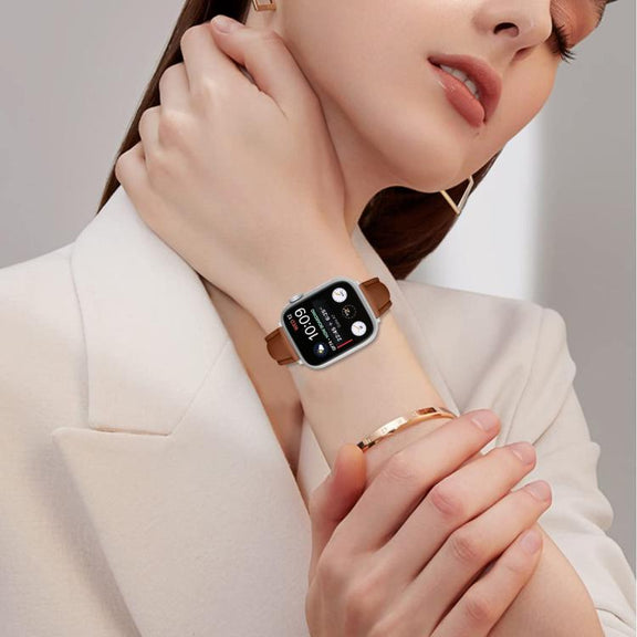 For Apple Watch 46mm / 49mm / 45mm / 44mm Small Waist PU Leather Watch Band(Brown)