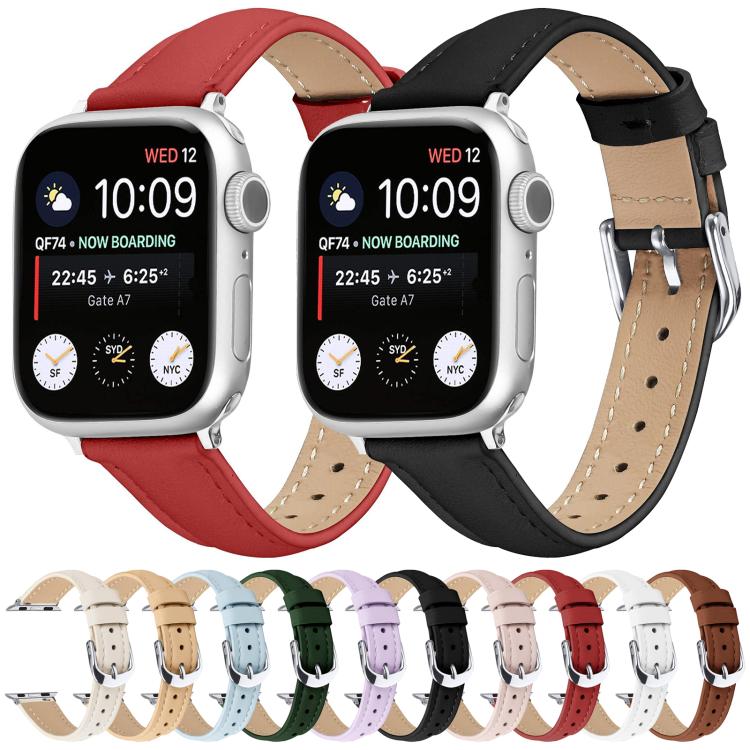 For Apple Watch 46mm / 49mm / 45mm / 44mm Small Waist PU Leather Watch Band(White)