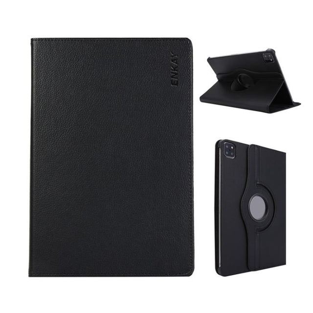 For iPad Pro 13 2024 ENKAY 360 Degree Rotation Litchi Leather Smart Tablet Case(Black)