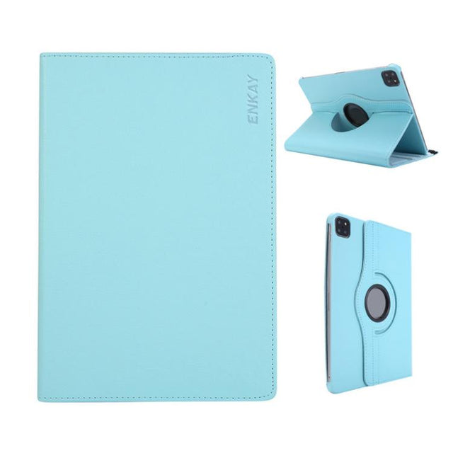 For iPad Pro 13 2024 ENKAY 360 Degree Rotation Litchi Leather Smart Tablet Case(Light Blue)