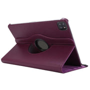 For iPad Pro 11 2024 ENKAY 360 Degree Rotation Litchi Leather Smart Tablet Case(Dark Purple)