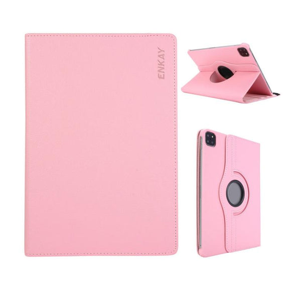 For iPad Pro 11 2024 ENKAY 360 Degree Rotation Litchi Leather Smart Tablet Case(Pink)