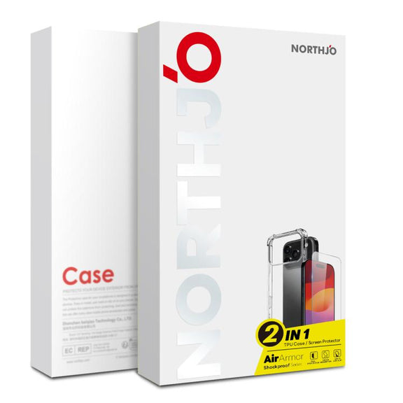For iPhone 17 NORTHJO 2 in 1 TPU Airbag Shockproof Phone Case with Screen Film(Clear)