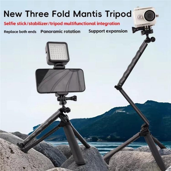 C062 Tri-folding Tripod Sports Camera Mobile Phone Selfie Stand Desktop Fixed Bracket