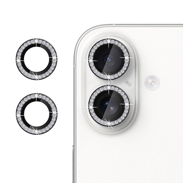 For iPhone 17 Kalebol Individual Camera Lens Diamond Ring Protector(Black)