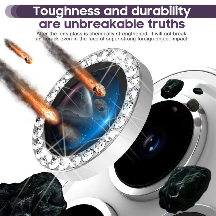 For iPhone 16e Kalebol Individual Camera Lens Diamond Ring Protector(Black)