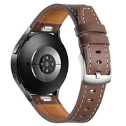 20mm Push Button Silver Steel Buckle Genuine Leather Watch Band(Brown)