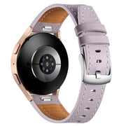 20mm Push Button Silver Steel Buckle Genuine Leather Watch Band(Purple)