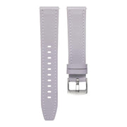 20mm Push Button Silver Steel Buckle Genuine Leather Watch Band(Purple)