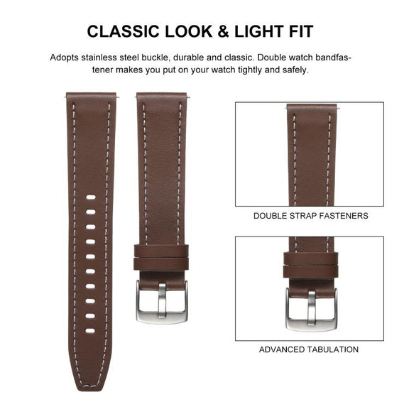 18mm Push Button Silver Steel Buckle Genuine Leather Watch Band(Black)
