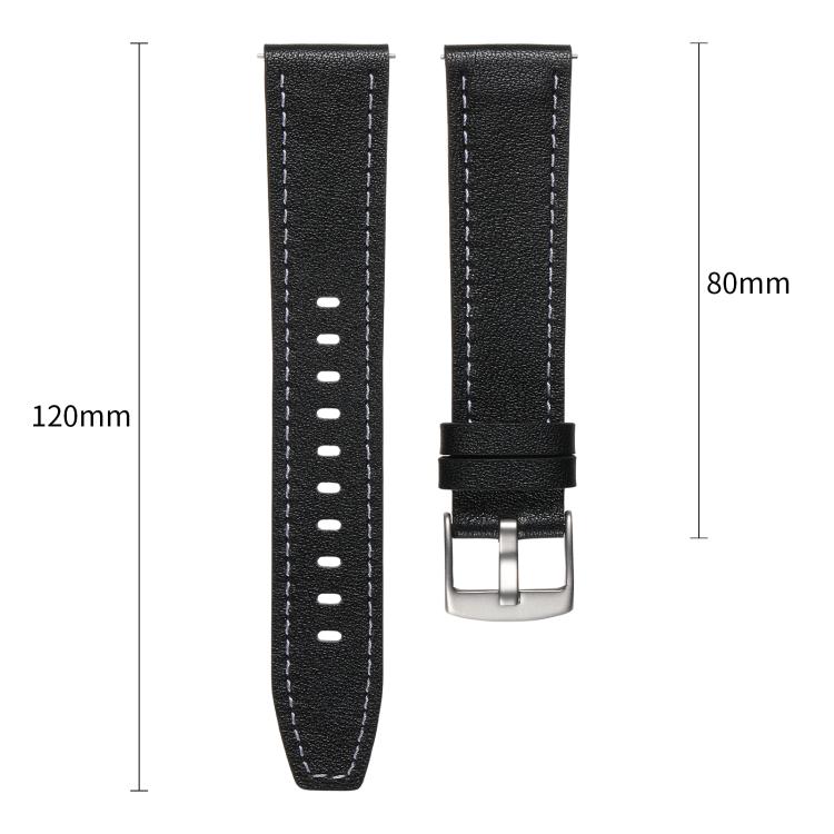 20mm Push Button Silver Steel Buckle Genuine Leather Watch Band(Yellow Brown)