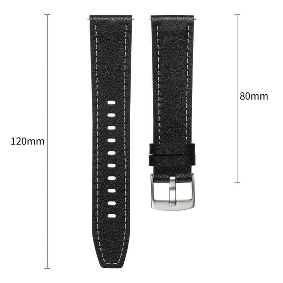 20mm Push Button Silver Steel Buckle Genuine Leather Watch Band(Yellow Brown)