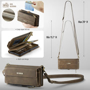 For iPhone 16e CaseMe C39 RFID Blocking Zipper Wallet Leather Phone Case with Crossbody Strap(Coffee)
