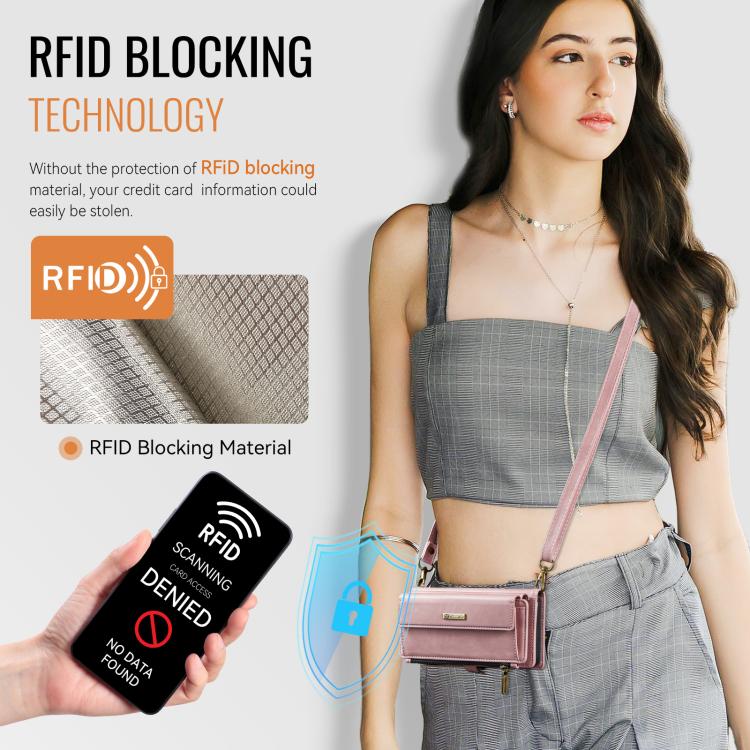 For iPhone 16e CaseMe C39 RFID Blocking Zipper Wallet Leather Phone Case with Crossbody Strap(Pink)