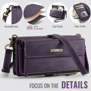 For iPhone 16e CaseMe C39 RFID Blocking Zipper Wallet Leather Phone Case with Crossbody Strap(Purple)