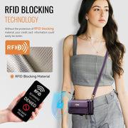 For iPhone 16e CaseMe C39 RFID Blocking Zipper Wallet Leather Phone Case with Crossbody Strap(Purple)
