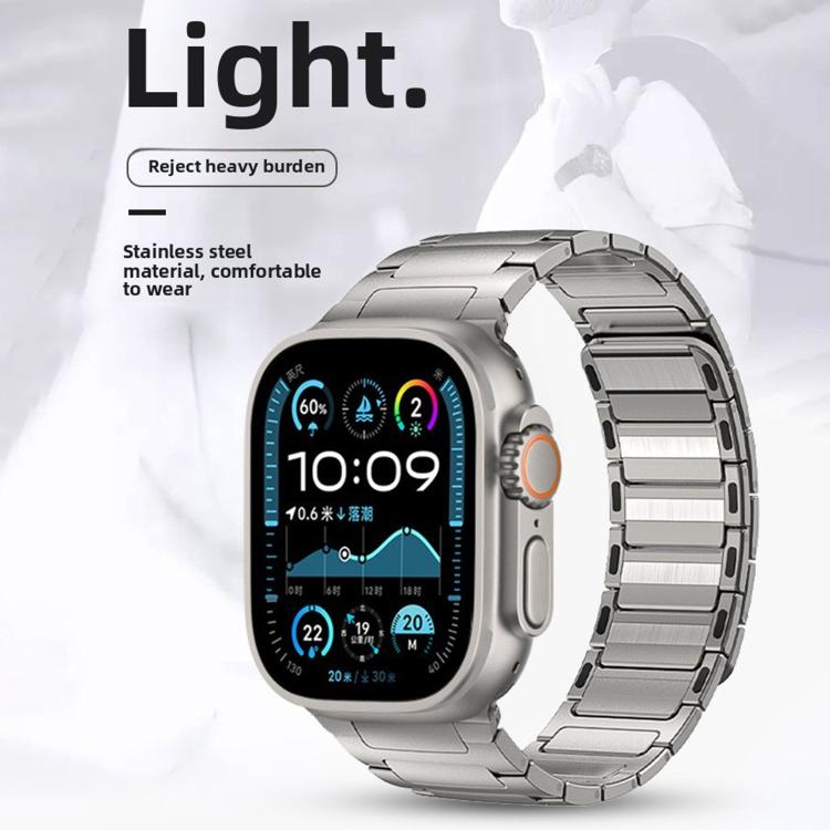 For Apple Watch 46mm / 49mm / 45mm / 44mm I-Beam Magnetic Stainless Steel Strap(Black)