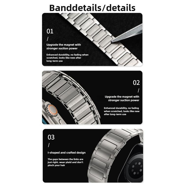 For Apple Watch 46mm / 49mm / 45mm / 44mm I-Beam Magnetic Stainless Steel Strap(Black)