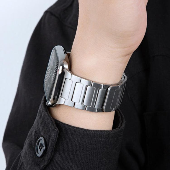 For Apple Watch 46mm / 49mm / 45mm / 44mm I-Beam Magnetic Stainless Steel Strap(Black)