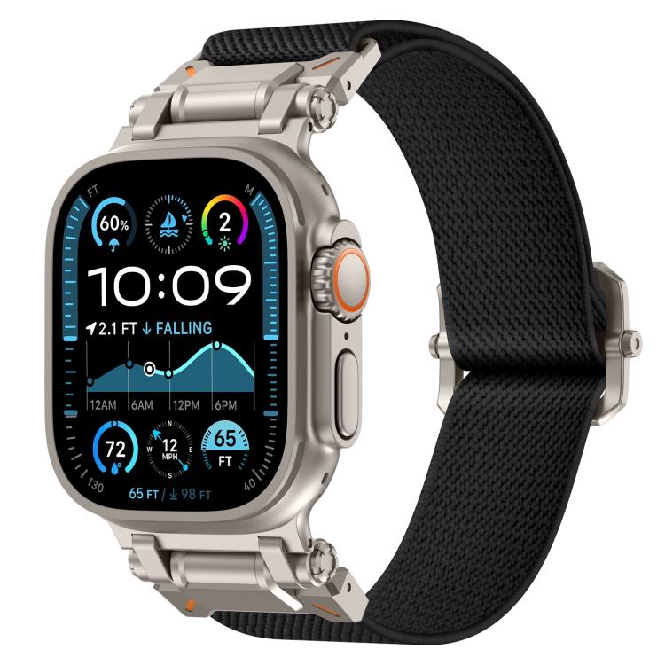 For Apple Watch 46mm / 49mm / 45mm / 44mm Explorer Polyester Nylon Watch Band(Titanium Black)